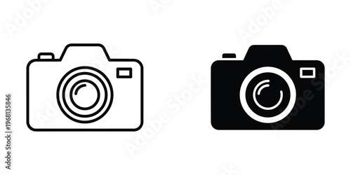 Comparison of two camera icons with different color schemes presented side by side