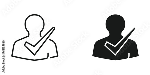 Two silhouetted figures giving a positive gesture with thumbs up and checkmark