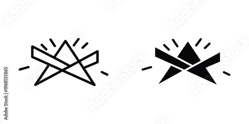 Exploding star icons with contrasting geometric and filled designs