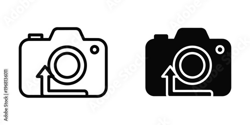 Contrasting camera icons with different color schemes and shutter button emphasis