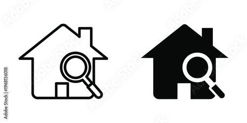 Searching for houses illustrated by magnifying glasses in different styles