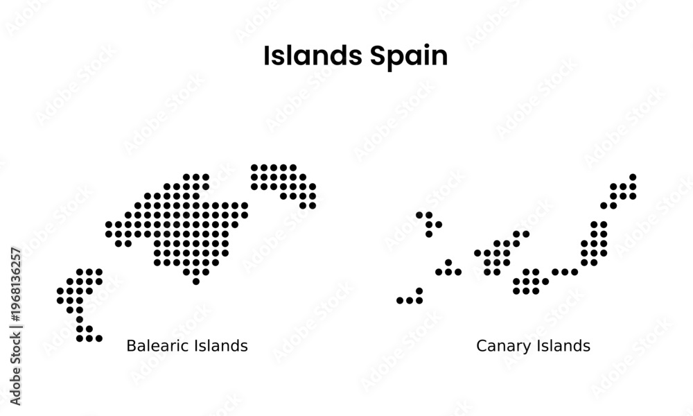 Fototapeta premium Spain Islands Map Halftone Dot Balearic Canary Vector 