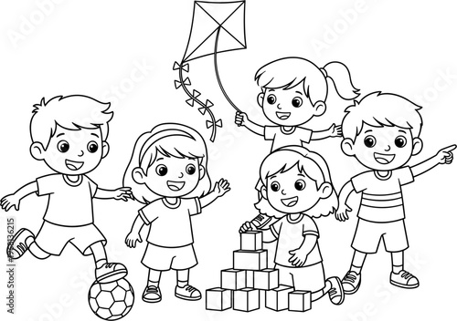 Children Playing Together Outdoors Fun.