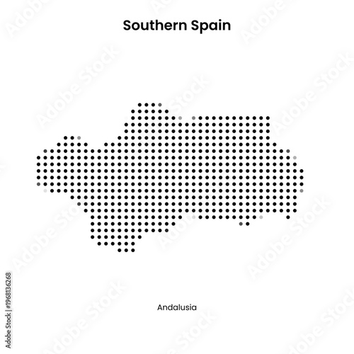 Bild auf Leinwand Southern Spain Map Andalusia Halftone Dot Vector