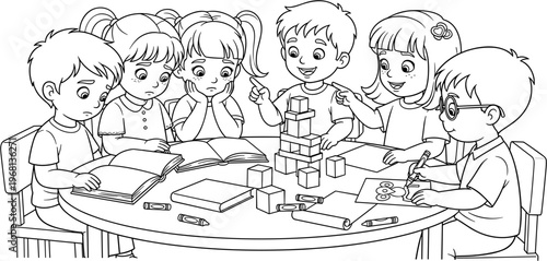 Children sitting at a table together.