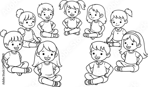 Group of children sitting together smiling 1.