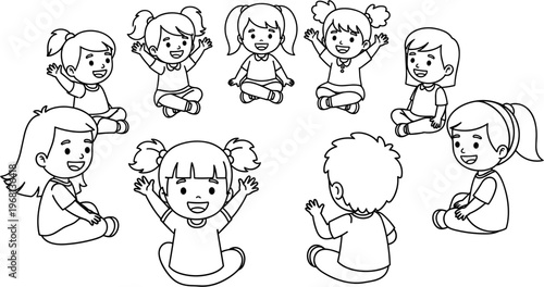 Group of happy children playing together 1.