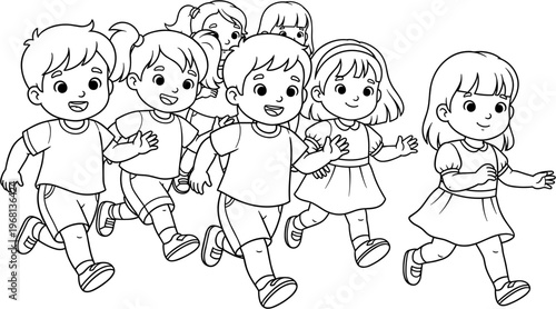 Group of happy children playing together.
