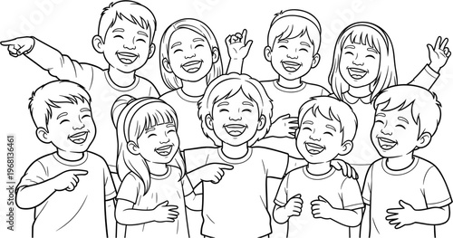 Group of happy children smiling together.