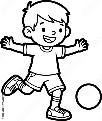 Happy boy playing with soccer ball 1.