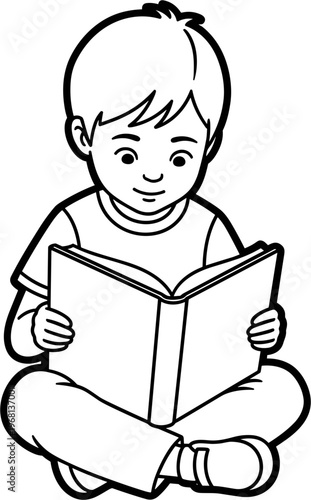 Little boy reading a book 1.