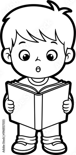 Little boy reading a book.