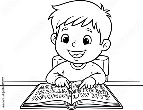 Little Boy Reading Alphabet Book 1.