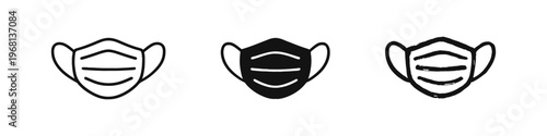 Medical Surgical Face Mask Protection Icons Set