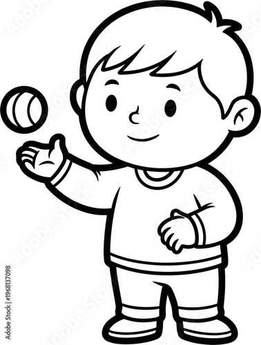 Little boy throwing a baseball outside.