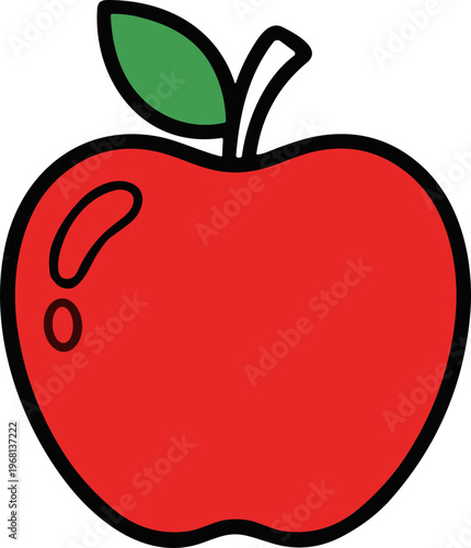 Red Apple Fruit Illustration Closeup.