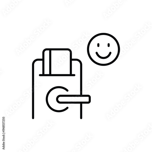 Digital lock and smiley. Security and safety. Customer satisfaction. Pixel perfect, editable stroke vector icon