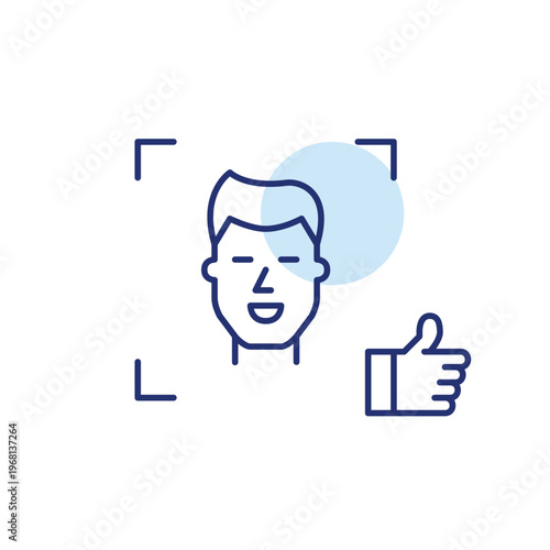 Biometric access, facial recognition and secure login. Male user scan. Pixel perfect, editable stroke vector icon