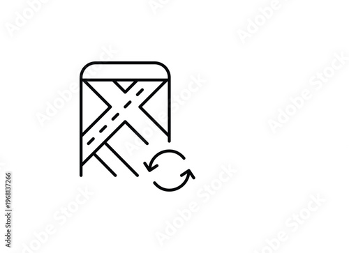 Navigation app on phone and renew arrows. Directions update, new apps downloaded. Pixel perfect, editable stroke vector icon