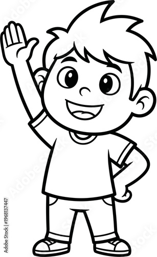 Smiling Boy Waving His Hand 1.