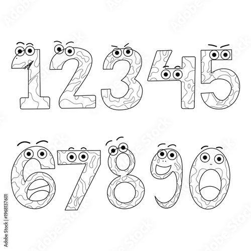 Vector Line art Cartoon character number