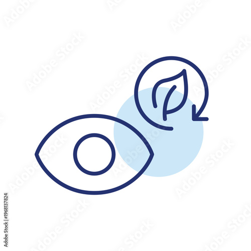 Eye, leaf and renew arrow. Sustainable eyesight and visibility. Pixel perfect, editable stroke vector icon