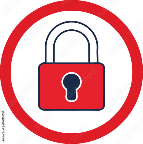 red padlock icon button secure