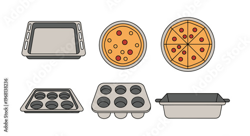 Baking Sheet Line art vector modern abstract colorful illustration