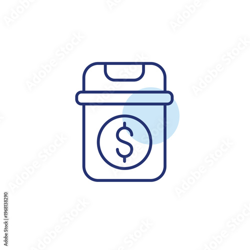 Garbage bin and dollar. Waste management cost, disposal payment. Pixel perfect, editable stroke vector icon