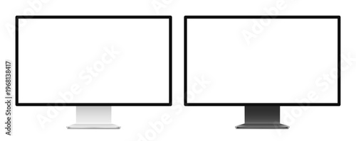 Modern Computer Monitor Mockup Front View with Blank Screen Isolated on Clean Transparent Background