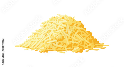 A vibrant illustration of finely shredded yellow cheese piled up, ready for culinary delights and delicious toppings