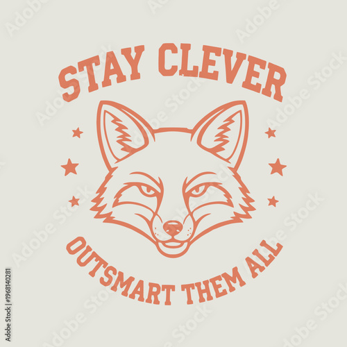Orange fox face with text slogan.