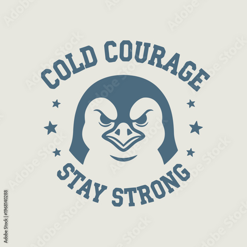 Penguin face with angry expression.