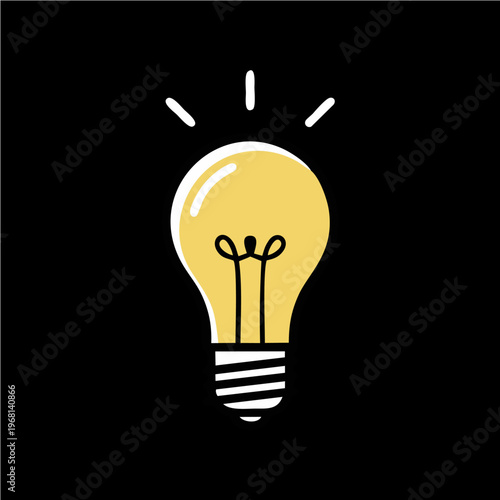 Bright glowing light bulb symbolizing a new idea or innovation.