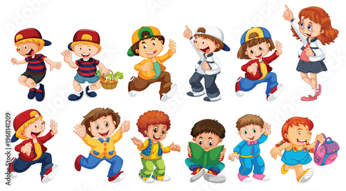 Cute Kids Character Collection Set with Various Poses Activities and Expressions Cartoon Vector Illustration Isolated on Background

Kids character vector set

Children cartoon collection