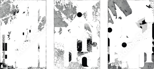 Grungy isolated layers . Design element for brochure, social media, posters, flyers. Overlay texture.Textured banner with Distress effect .Vector halftone dots . Screen print texture
