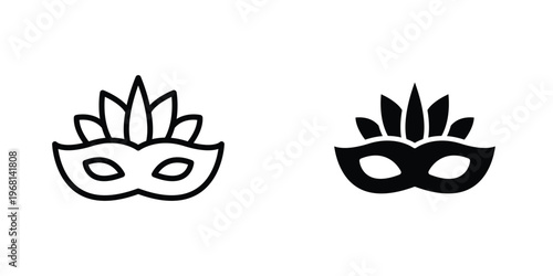 Mask for brazil carnival celebration icon in doodles flat and line stroke pack