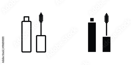 Mascara icon in doodles flat and line stroke pack