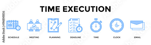 Time Execution Banner Web Icon Set Collection Pack Vector Illustration Concept For Organize Schedules And Deadlines For Flawless Team Execution