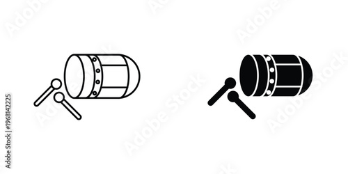 Muslim drum icon in doodles flat and line stroke pack