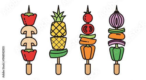 BBQ Skewer Line art vector creative abstract illustration