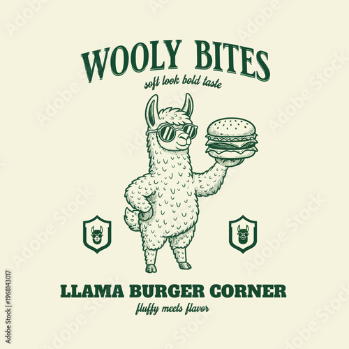 Llama Holding a Burger Food.