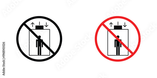 No elevator sign in doodles flat and line stroke pack