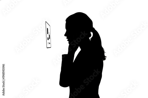Silhouette of Contemplation: Silhouette of a person is captivated, the interaction between them and a board is presented, a moment of profound contemplation, the embodiment of introspection.