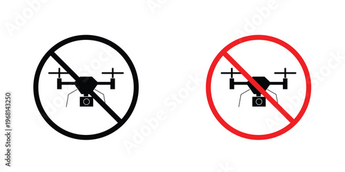 No fly drones sign in doodles flat and line stroke pack