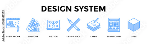 Design System Banner Web Icon Set Collection Pack Vector Illustration Concept For Create Cohesive Visual Systems From Concept Sketch To 3D Prototype