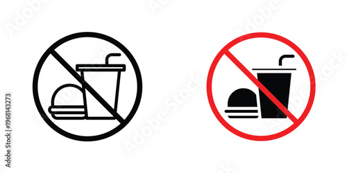 No food allowed sign in doodles flat and line stroke pack