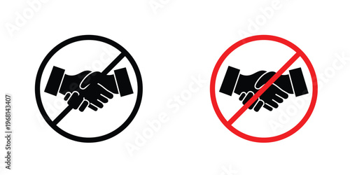 No handshake sign in doodles flat and line stroke pack
