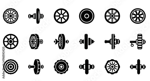 20 Black Dumbbell Icons, Fitness Symbols, Weightlifting Graphics, Vector Workout Elements