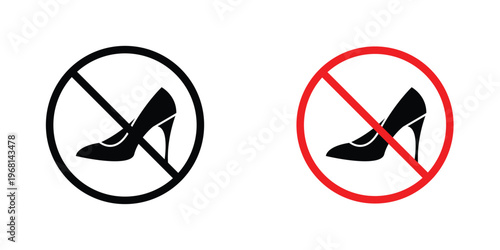 No high heels sign in doodles flat and line stroke pack